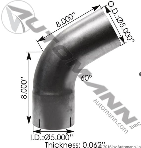 562.U4560E4A-Exhaust Elbow 5in 60 Deg ID-OD ALZ, (product_type), (product_vendor) - Nick's Truck Parts