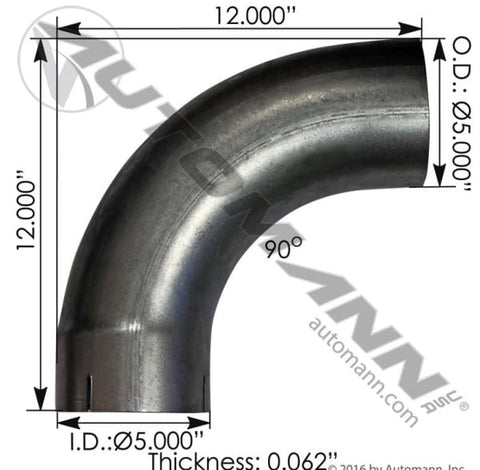 562.U4590E12A-Exhaust Elbow 5in 90 Deg ID-OD ALZ, (product_type), (product_vendor) - Nick's Truck Parts