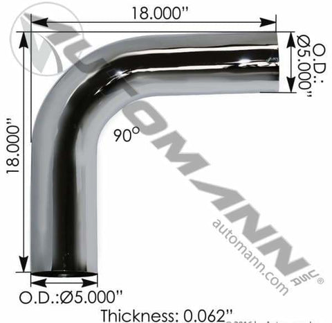 562.U4590S20C-Exhaust Elbow 90 Deg 5in OD-OD Chrome, (product_type), (product_vendor) - Nick's Truck Parts