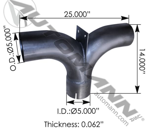 562.U45STA-Exhaust Splitter Tee 5in, (product_type), (product_vendor) - Nick's Truck Parts