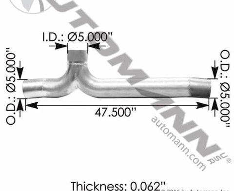 562.U4612104000A-Exhaust Y-Pipe ALZ Freightliner, (product_type), (product_vendor) - Nick's Truck Parts