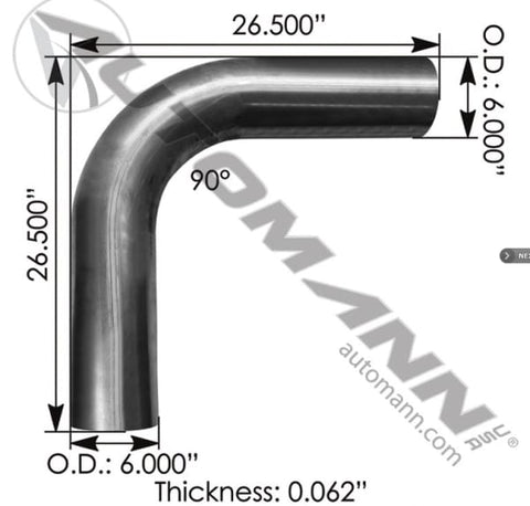 562.U4690S26A-Exhaust Elbow 6in 90 Deg OD-OD ALZ, (product_type), (product_vendor) - Nick's Truck Parts