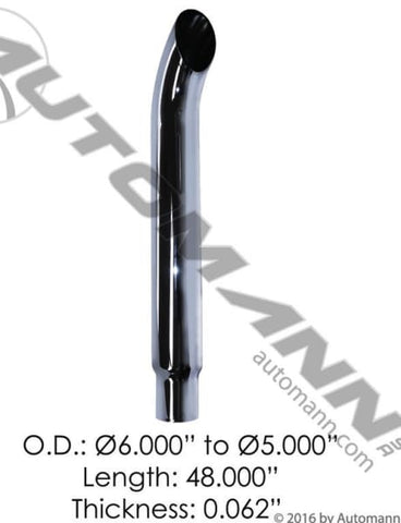 562.U56548SC-Chrome Stack 48in Length 6in to 5in OD, (product_type), (product_vendor) - Nick's Truck Parts