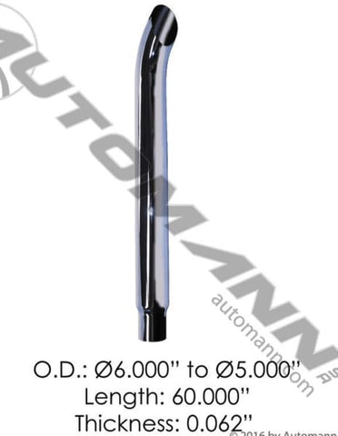 562.U56560SC-Chrome Stack 60in Length 6in to 5in OD, (product_type), (product_vendor) - Nick's Truck Parts