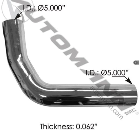 562.U591270LC-Exhaust Elbow Chrome LH Kenworth, (product_type), (product_vendor) - Nick's Truck Parts