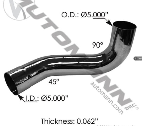 562.U5914764LC-Exhaust Elbow Chrome LH Kenworth, (product_type), (product_vendor) - Nick's Truck Parts