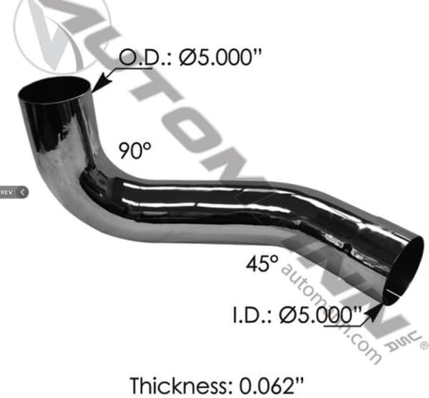 562.U5914764RC-Exhaust Elbow Chrome RH Kenworth, (product_type), (product_vendor) - Nick's Truck Parts