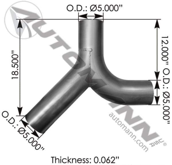 562.U5918028A-Exhaust Y-Pipe ALZ Kenworth, (product_type), (product_vendor) - Nick's Truck Parts
