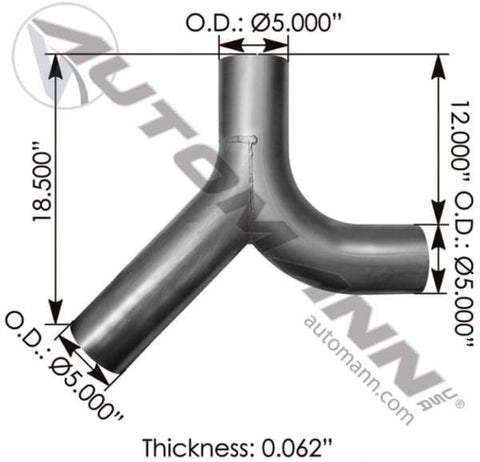 562.U5918028A-Exhaust Y-Pipe ALZ Kenworth, (product_type), (product_vendor) - Nick's Truck Parts