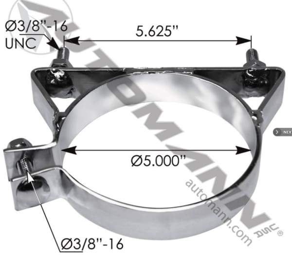 562.U5952BKC-Stack Mtg Bracket 5in Chrome Kenworth, (product_type), (product_vendor) - Nick's Truck Parts