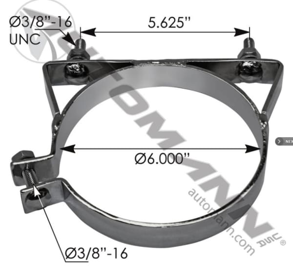 562.U5962BKC-Stack Mtg Bracket 6in Chrome Kenworth, (product_type), (product_vendor) - Nick's Truck Parts