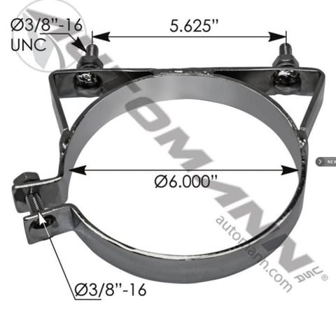 562.U5962BKC-Stack Mtg Bracket 6in Chrome Kenworth, (product_type), (product_vendor) - Nick's Truck Parts