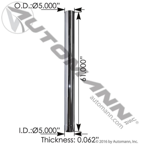 562.U5990561C-Exhaust Pipe Chrome Kenworth, (product_type), (product_vendor) - Nick's Truck Parts