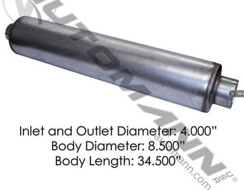 562.U6485-Muffler 4in Inlet/Outlet 8.5in Body, (product_type), (product_vendor) - Nick's Truck Parts