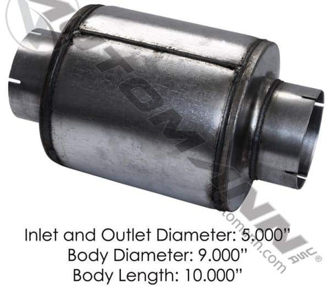 562.U65091-Resonator 5in Inlet/Outlet 9in Body, (product_type), (product_vendor) - Nick's Truck Parts