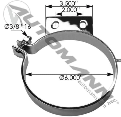 562.U7561BKC-Stack Mtg Bracket 6in Chrome Peterbilt, (product_type), (product_vendor) - Nick's Truck Parts