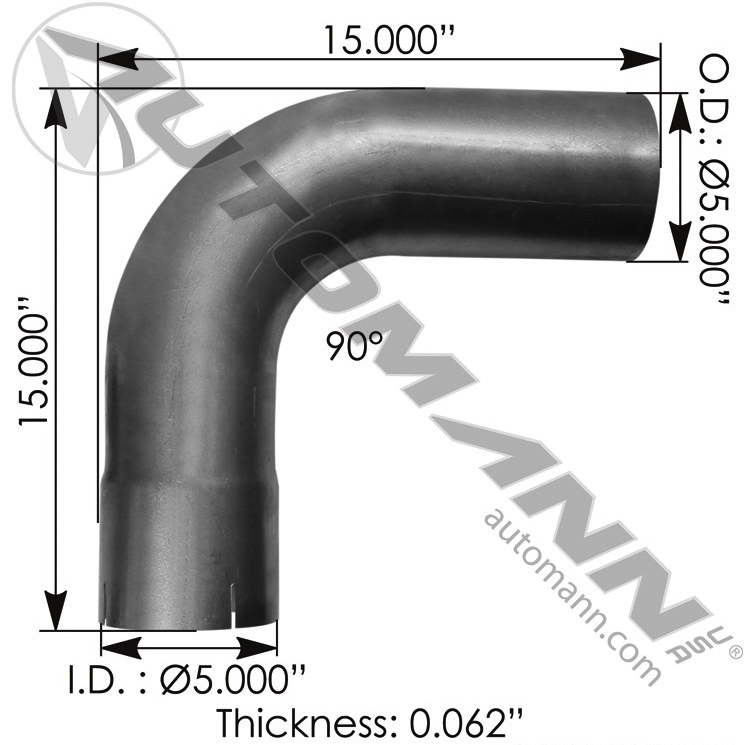 562.U4590E15A-Exhaust Elbow 5in 90 Deg ID-OD ALZ, (product_type), (product_vendor) - Nick's Truck Parts