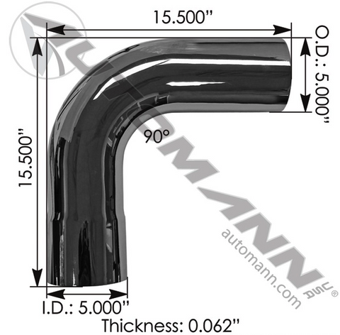 562.U4590E15C-Exhaust Elbow 5in 90 Deg ID-OD Chrome, (product_type), (product_vendor) - Nick's Truck Parts