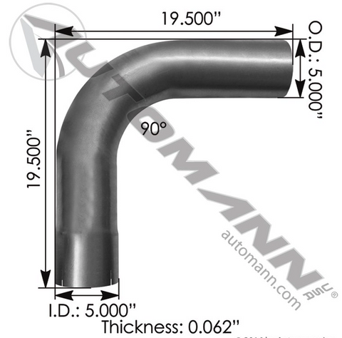 562.U4590E20A-Exhaust Elbow 90 Deg 5in  ID-OD, (product_type), (product_vendor) - Nick's Truck Parts