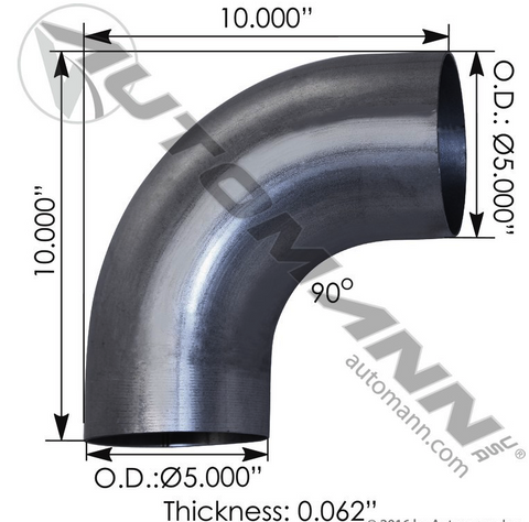 562.U4590S10A-Exhaust Elbow 90 Deg 5in OD-OD, (product_type), (product_vendor) - Nick's Truck Parts