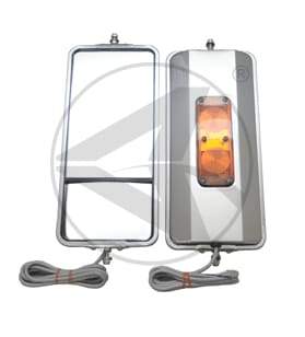 563.9038-7 in. x 16 in. West Coast  Heated Mirror with  Light and Convex End-Stainless, (product_type), (product_vendor) - Nick's Truck Parts
