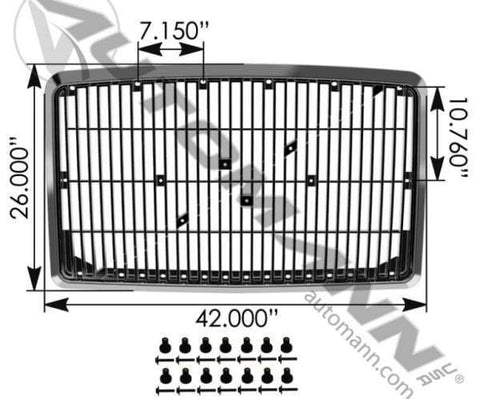 564.96001-Grille without  Screen Volvo, (product_type), (product_vendor) - Nick's Truck Parts