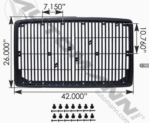 564.96001X-Volvo Grille No-Screen Black, (product_type), (product_vendor) - Nick's Truck Parts