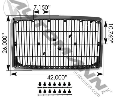 564.96009-Grille with Screen Volvo, (product_type), (product_vendor) - Nick's Truck Parts