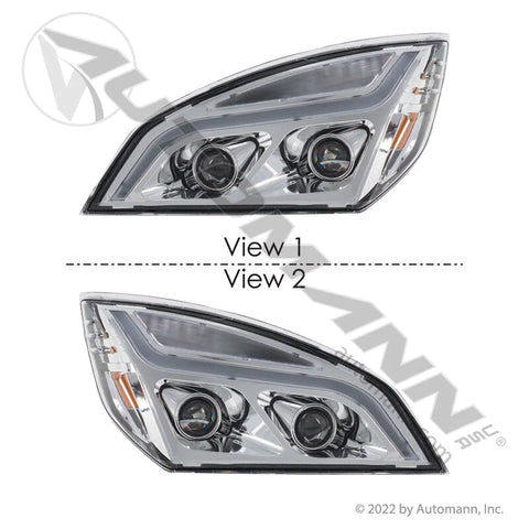 564.46001CZP - Headlamp Set LH/RH Chrome LED Freightliner - Nick's Truck Parts