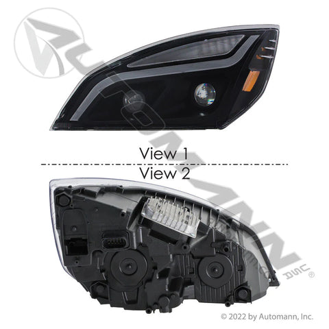 564.46001ZP - Headlamp Set LH/RH Black LED Freightliner - Nick's Truck Parts