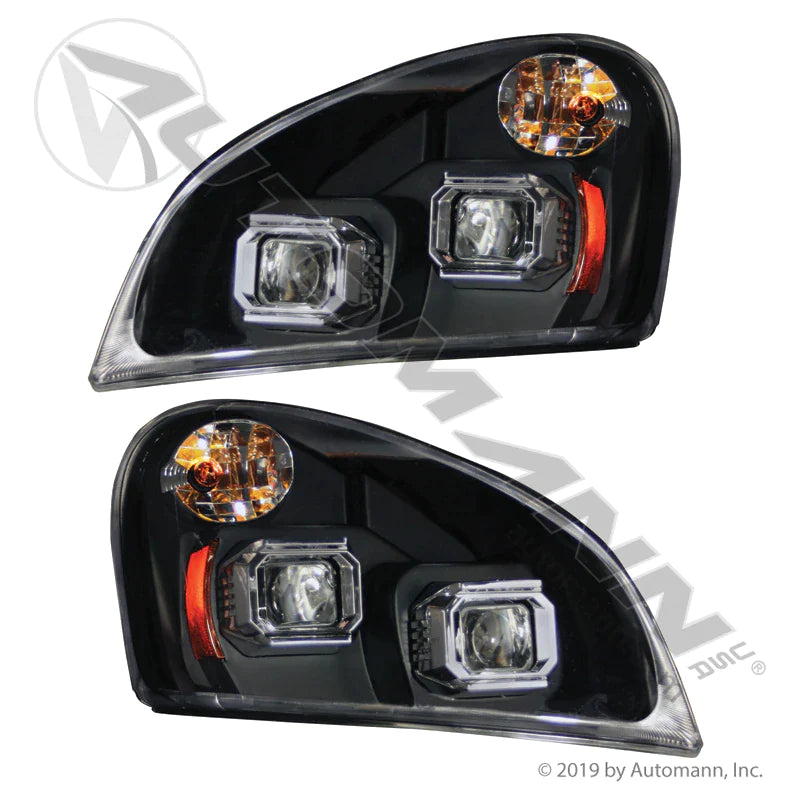 564.46051BP - Headlamp Set Freightliner Black - Nick's Truck Parts