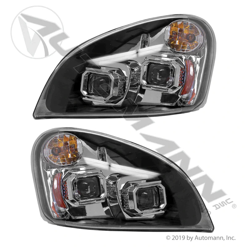 564.46051CP - Headlamp Set Freightliner Chrome - Nick's Truck Parts