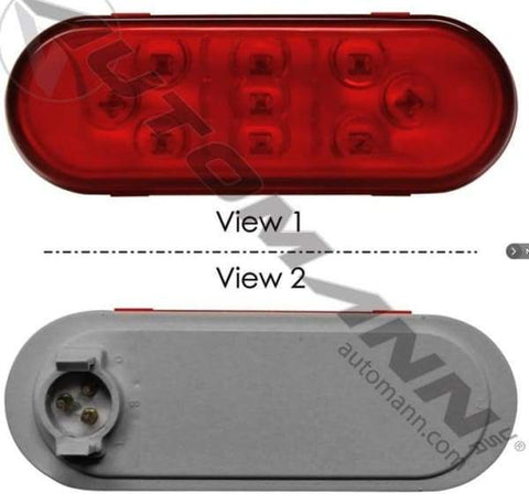 571.LD603R9-S/T/T LED 6in Oval Red Male 3 Pin, (product_type), (product_vendor) - Nick's Truck Parts