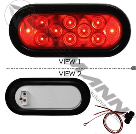 571.LD60R10-K-S/T/T Light Kit LED 6in Oval Red, (product_type), (product_vendor) - Nick's Truck Parts