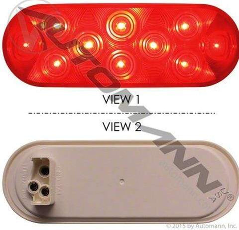571.LD60R10-S/T/T Light LED 6in Oval Red, (product_type), (product_vendor) - Nick's Truck Parts