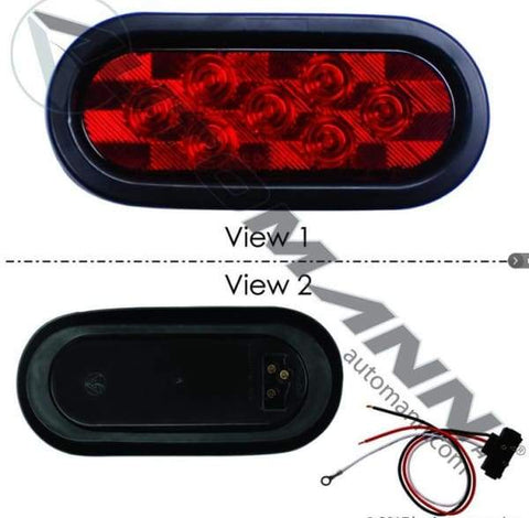 571.LD60R7-K-S/T/T Light Kit LED 6in Oval Red, (product_type), (product_vendor) - Nick's Truck Parts
