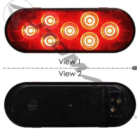 571.LD60R7-S/T/T Light LED 6in Oval Red, (product_type), (product_vendor) - Nick's Truck Parts
