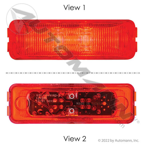 571..LD191R2-2- Marker Light LED 1in X 4in Red 2-Diode - Nick's Truck Parts