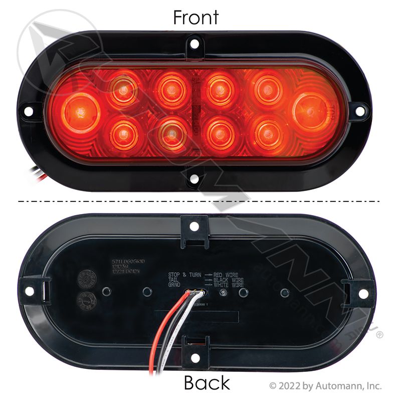 571.LD605R10 - S/T/T Light LED Surface Mount Oval Red - Nick's Truck Parts