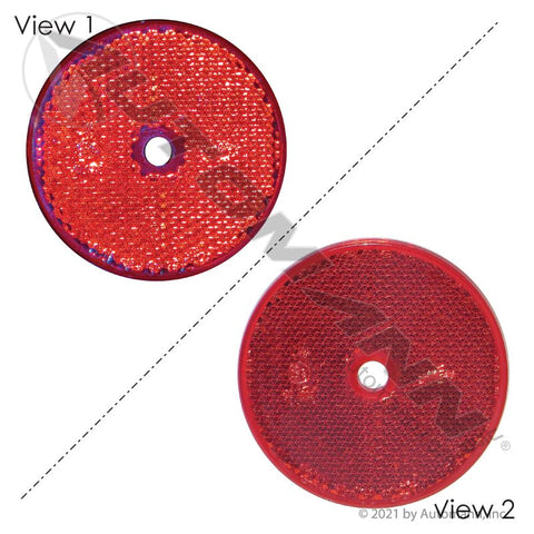 571.RF2SMR- Reflector 2in Round Red Center Hole - Nick's Truck Parts