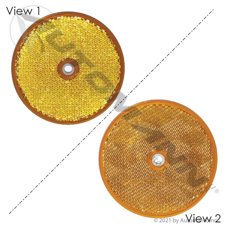 571.RF3SMA - Reflector 3in Round Amber Center Hole - Nick's Truck Parts
