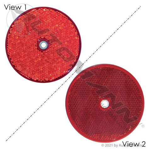 571.RF3SMR - Reflector 3in Round Red Center Hole - Nick's Truck Parts