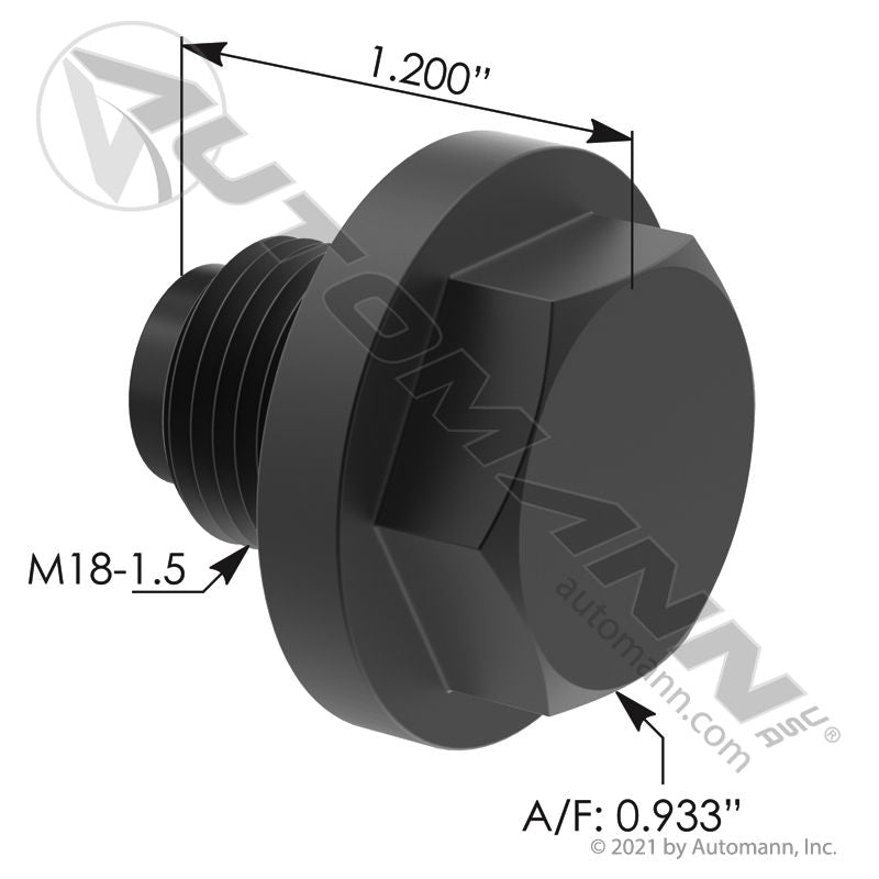 802.90175P2 - Plug, Flanged Hex, M18-1.5 Steel/Magnet - Nick's Truck Parts