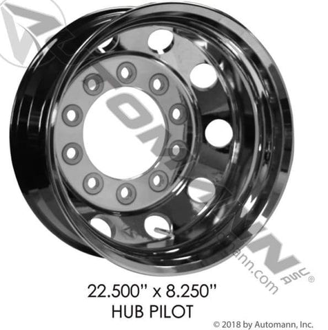 883672DB-HUB PILOT 22.5in. X 8.25in. ALUBRIGHT INNER, (product_type), (product_vendor) - Nick's Truck Parts