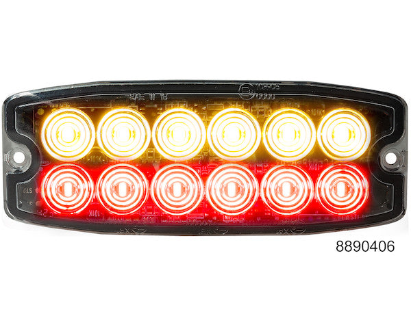 8890406 -Buyers- Amber/Red Dual Row Ultra Thin 5 Inch LED Strobe Light - Nick's Truck Parts