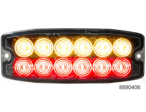 8890406 -Buyers- Amber/Red Dual Row Ultra Thin 5 Inch LED Strobe Light - Nick's Truck Parts