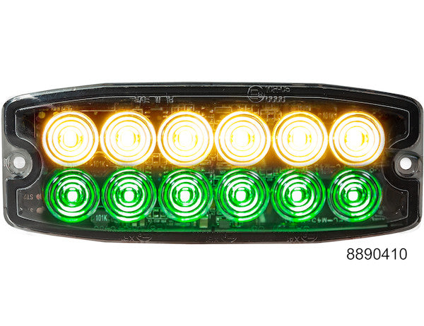 8890410 -Buyers- Amber-Green Dual Row Ultra Thin 5 Inch LED Strobe Light - Nick's Truck Parts