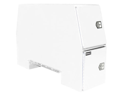Buyers- BP826524W-65x24x82 Inch Offset Floor White Steel Backpack Truck Box - 13.3 Inch Offset - Nick's Truck Parts