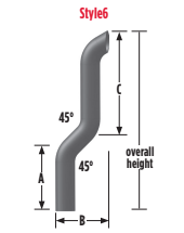 FEC-5KC -Grand Rock- STACK DUMP,5"3-BEND OD/MITER CHR - Nick's Truck Parts