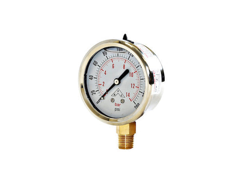 HPGS200- Buyers Silicone Filled Pressure Gauge - Stem Mount 0-200 PSI - Nick's Truck Parts